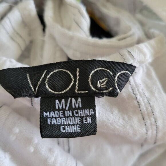 Volcom Medium Strappy white tank Cami Fair Lady Top Cotton Blend ruched tie EUC - Picture 7 of 8